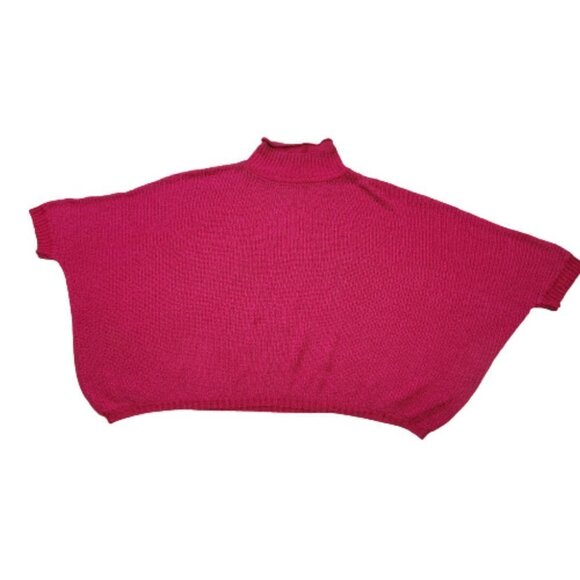 Pink  Soft Feel Sweater Poncho Shrug Short Sleeve Top - Picture 7 of 12